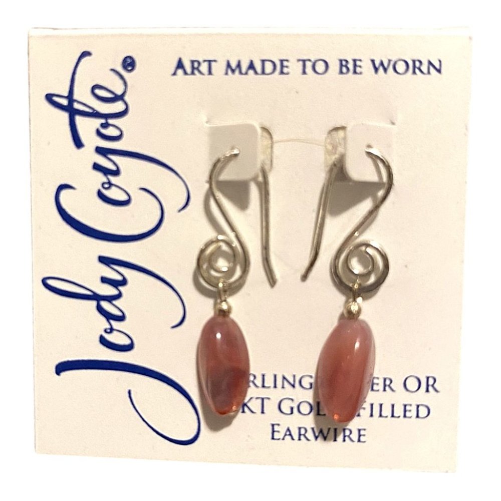 Jody Coyote Sterling Silver Drop Earrings w Stone